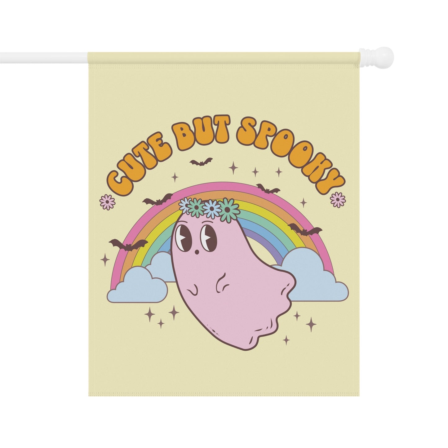 Cute but Spooky Kawaii Ghost Pink Halloween Flag