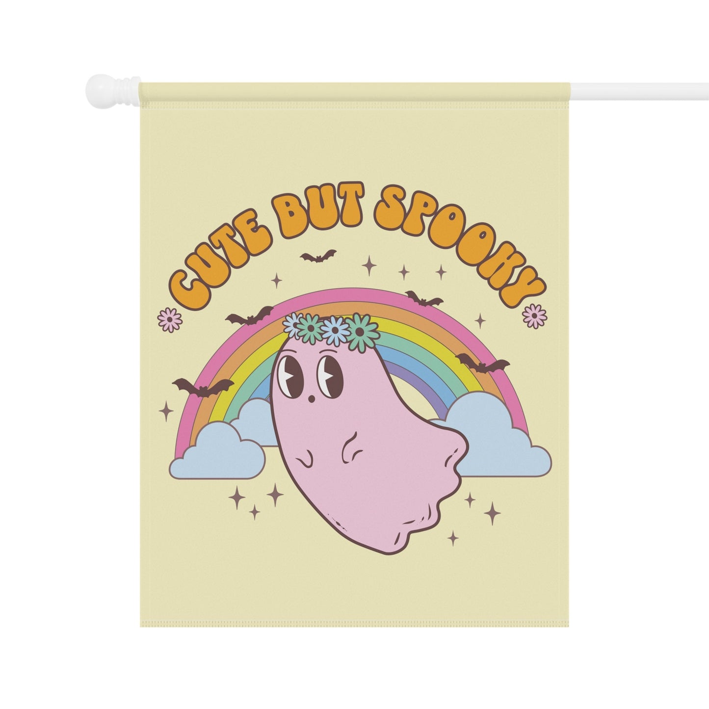 Cute but Spooky Kawaii Ghost Pink Halloween Flag