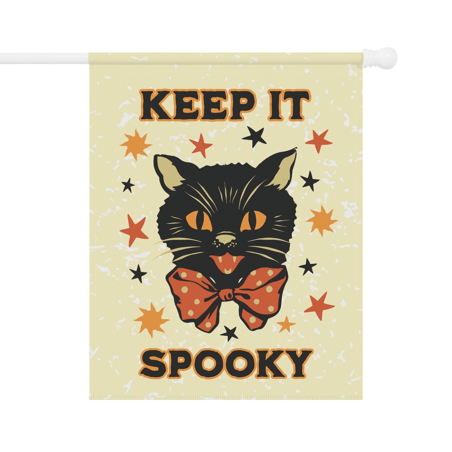 Keep it Spooky - Primitive Halloween Vintage Black Cat Flag