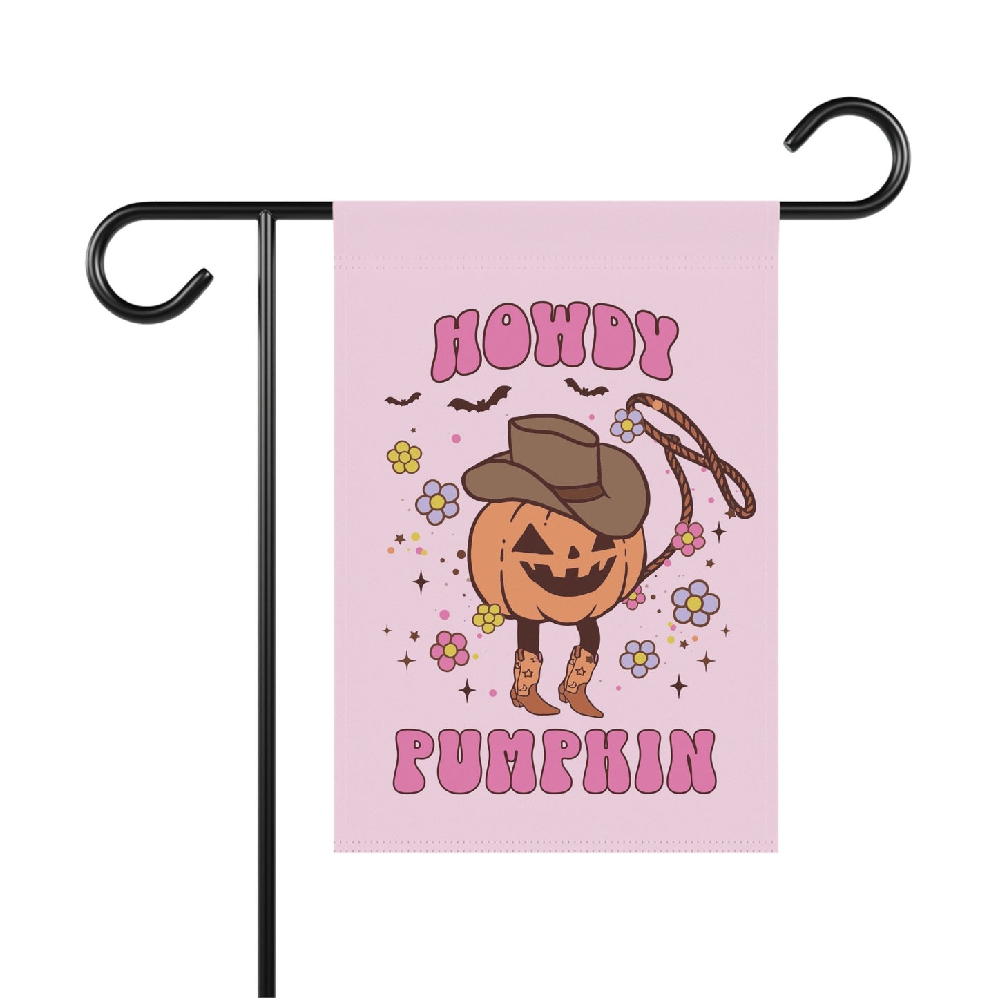 Howdy Pumpkin Western Pink Retro Halloween Flag