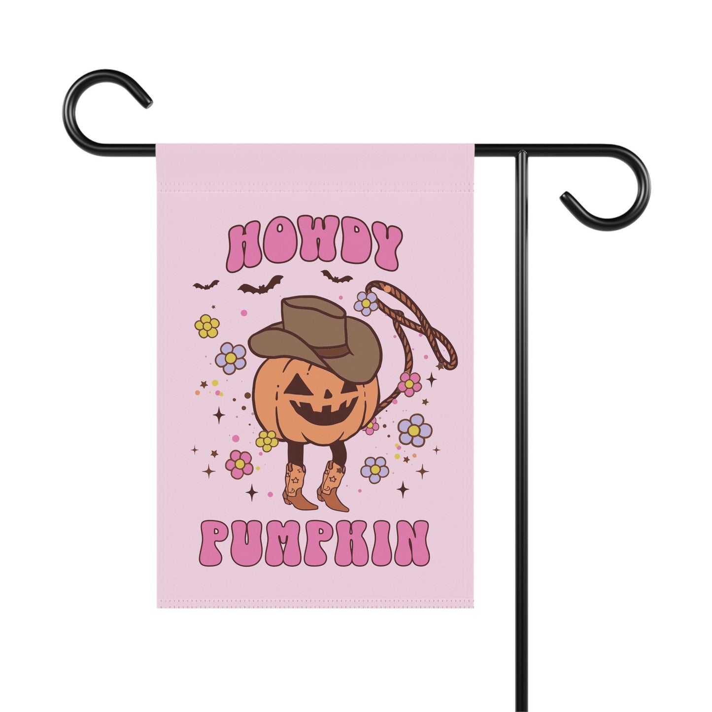 Howdy Pumpkin Western Pink Retro Halloween Flag