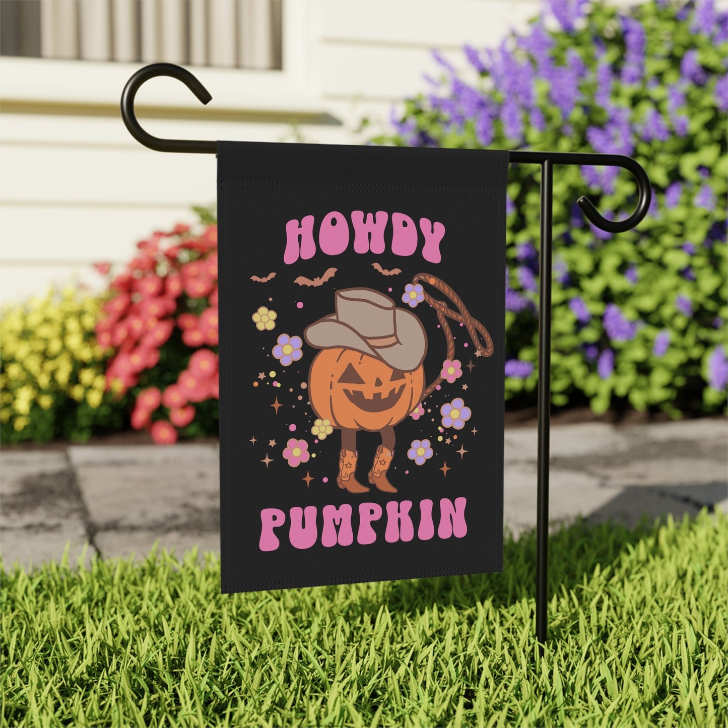 Howdy Pumpkin Western Retro Halloween Flag