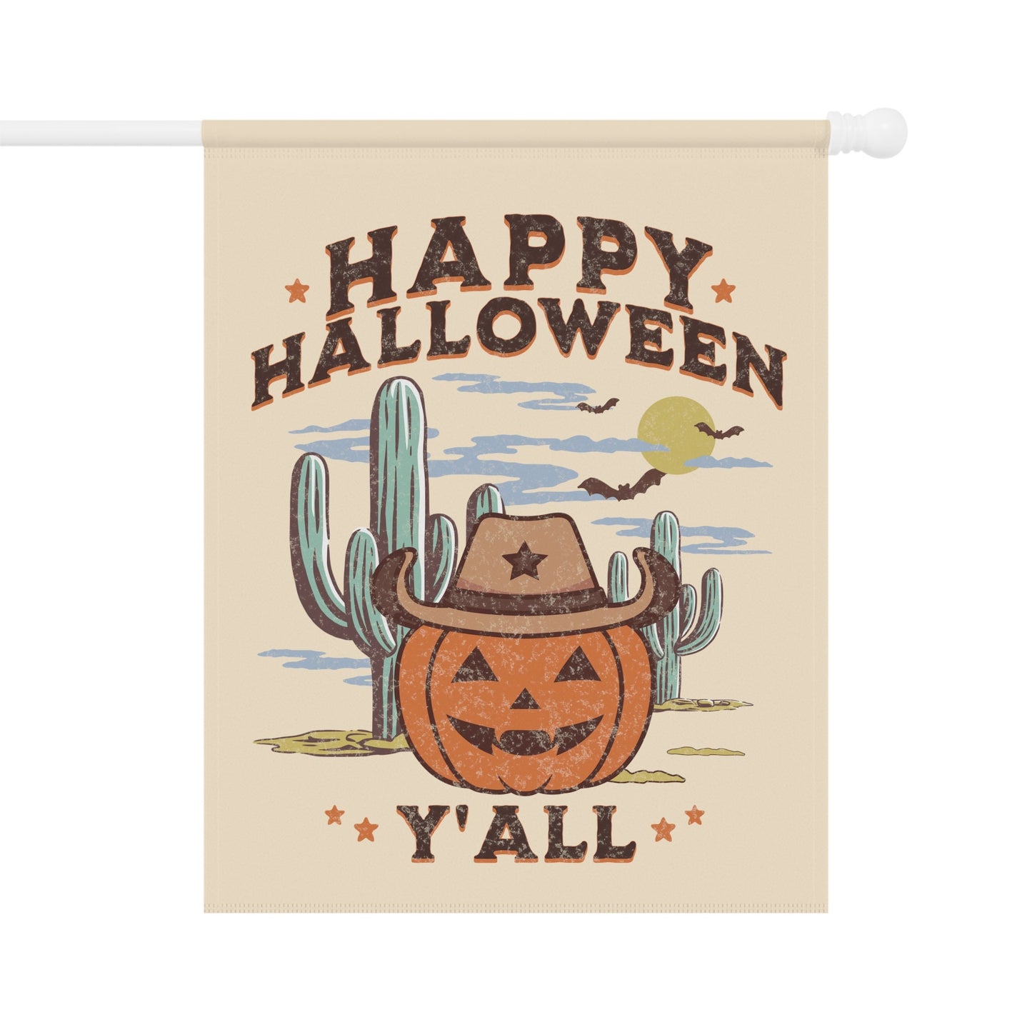 Happy Halloween Y'all Western Jack o Lantern Cowboy Flag