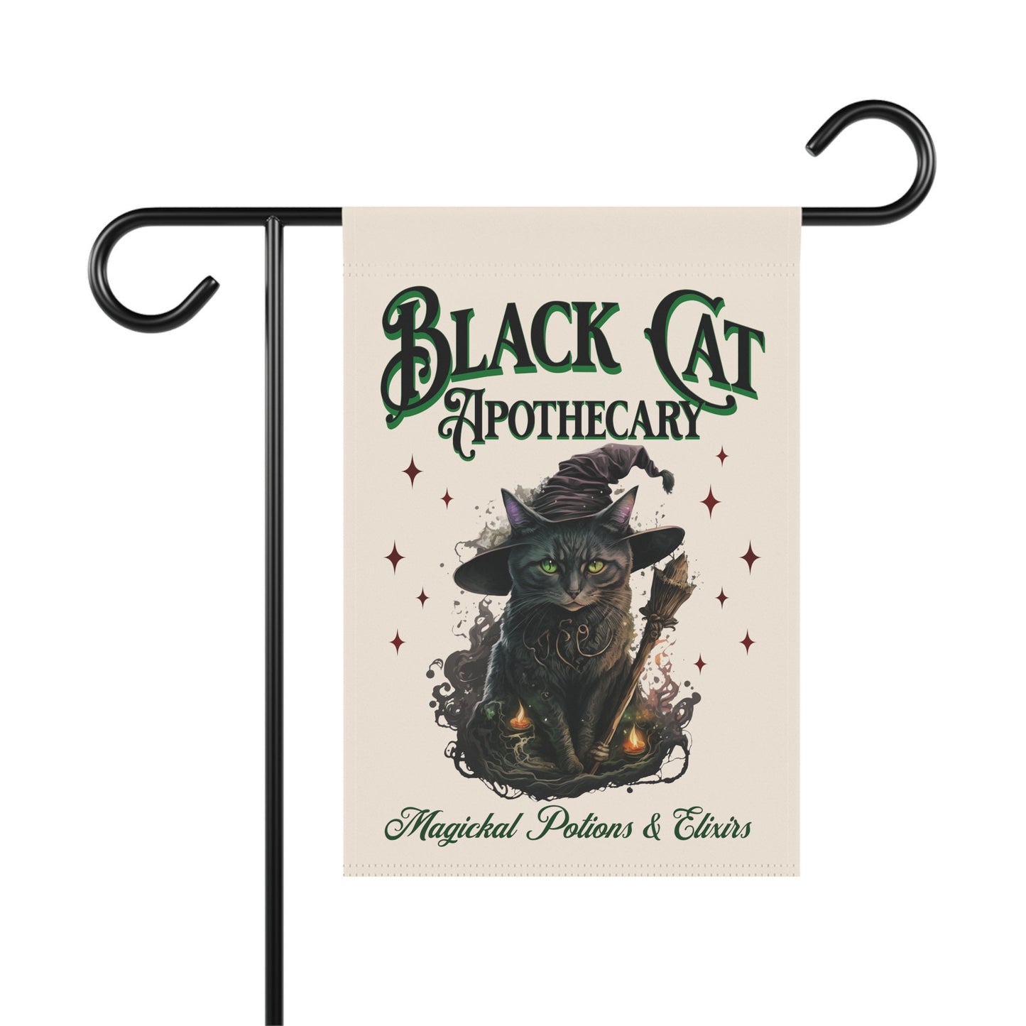 Black Cat Apothecary Witchy Halloween Flag