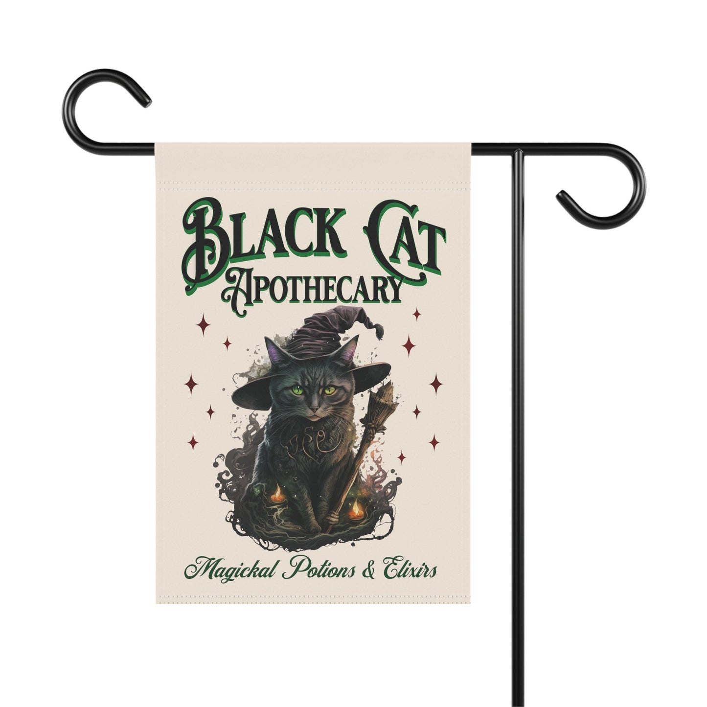 Black Cat Apothecary Witchy Halloween Flag