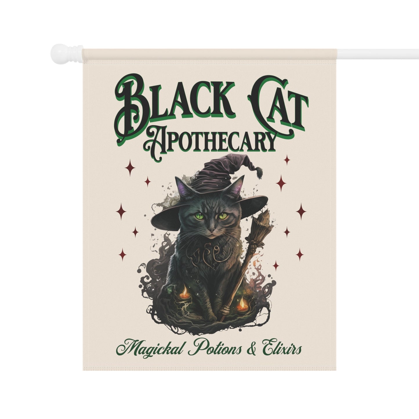 Black Cat Apothecary Witchy Halloween Flag