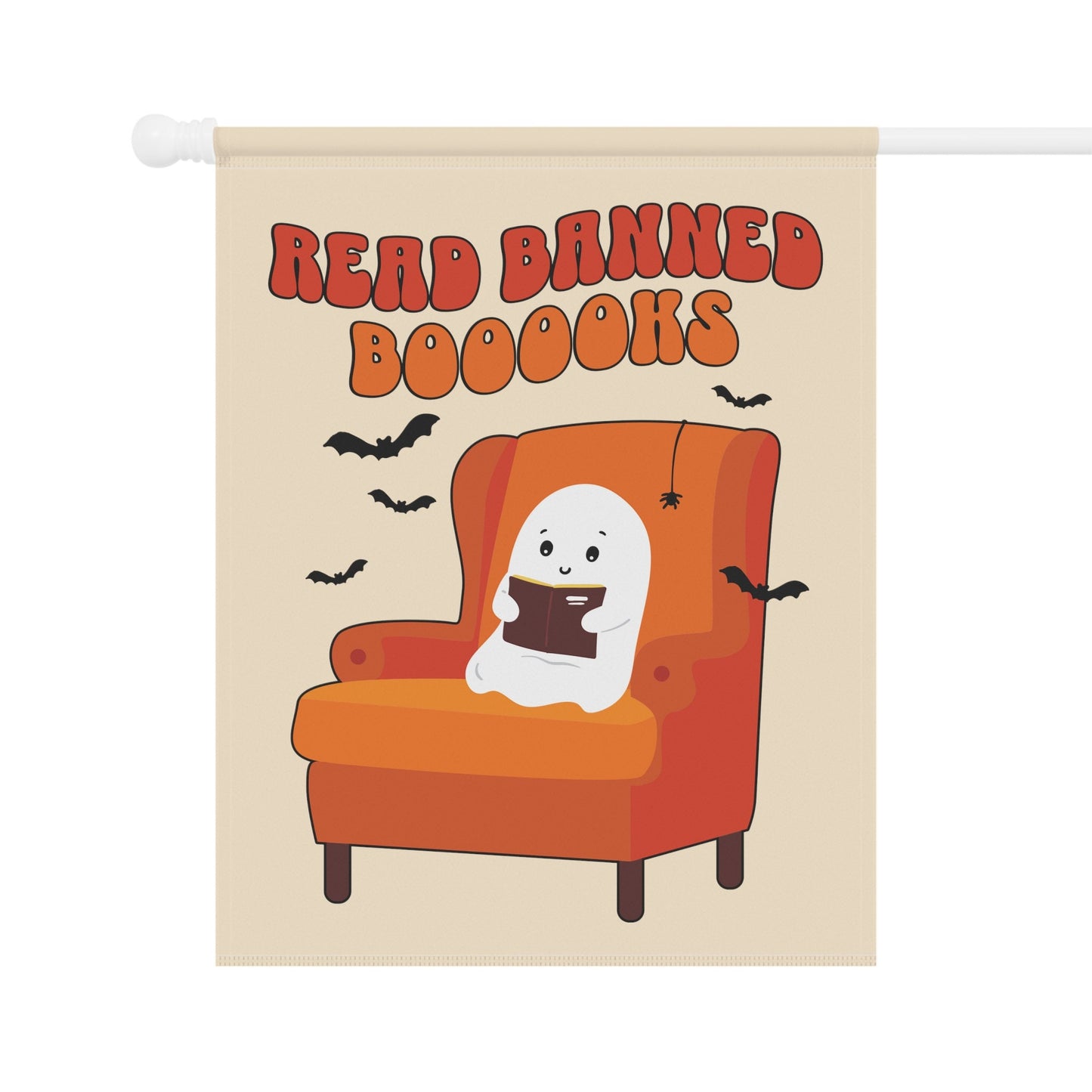 Read Banned Books Cute Ghost Halloween Flag