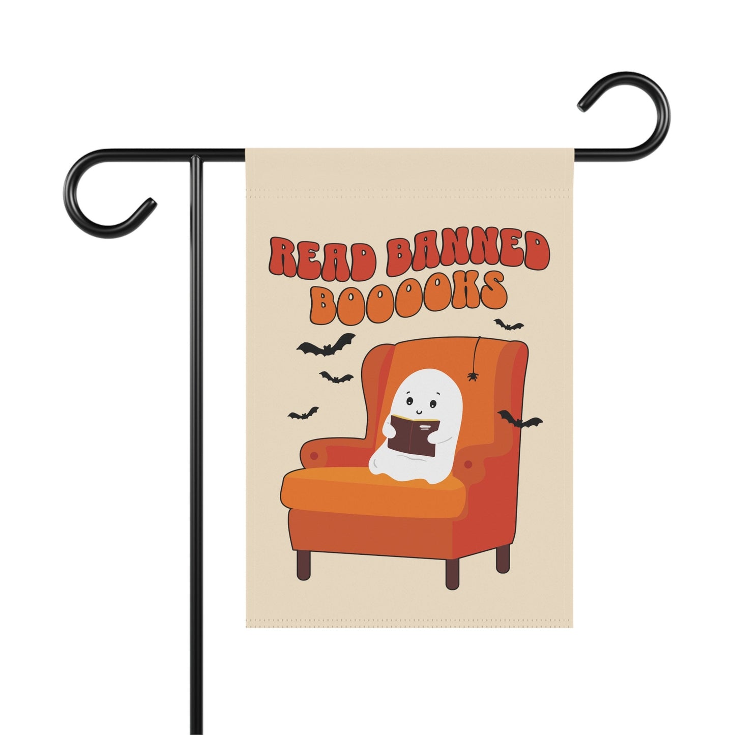 Read Banned Books Cute Ghost Halloween Flag