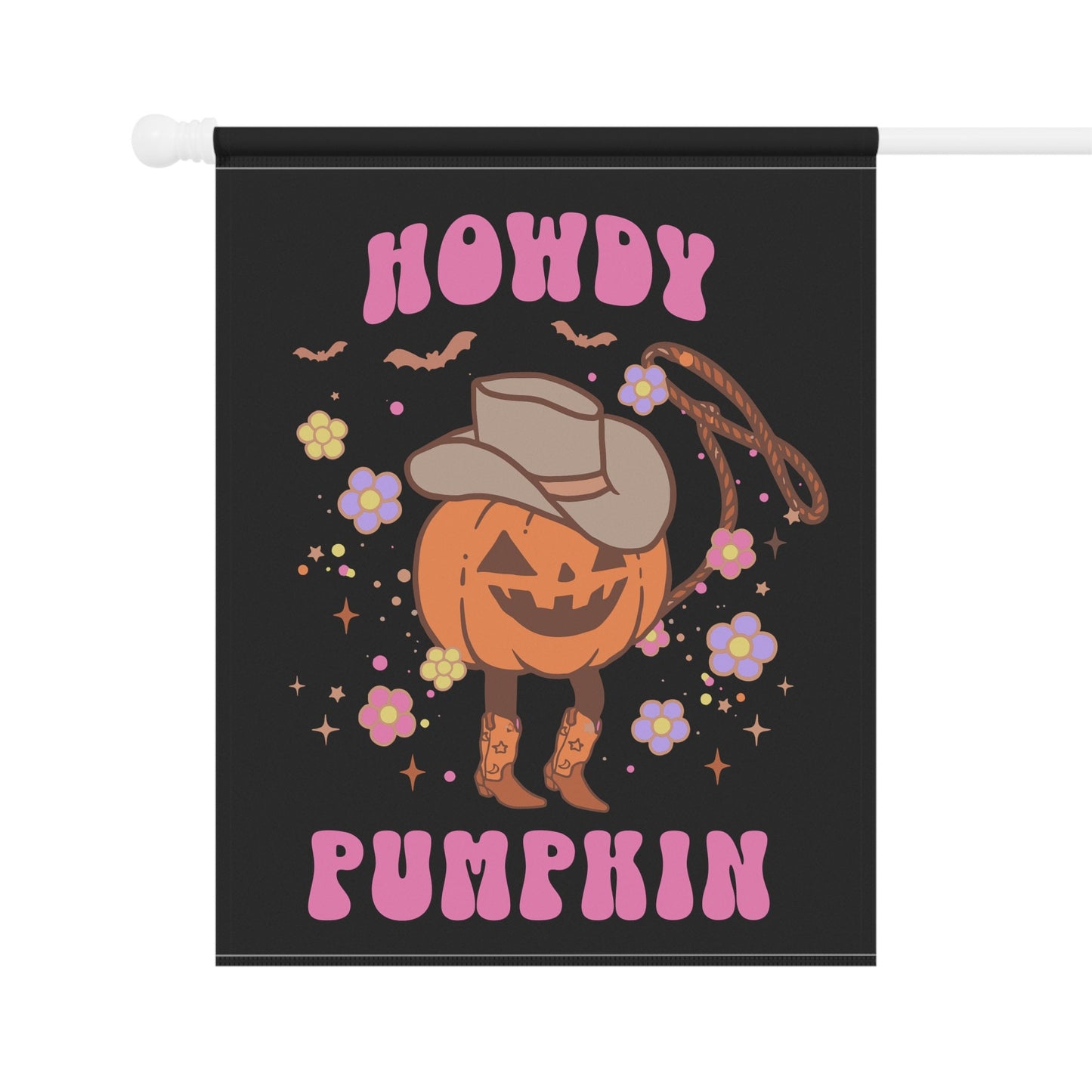 Howdy Pumpkin Western Retro Halloween Flag