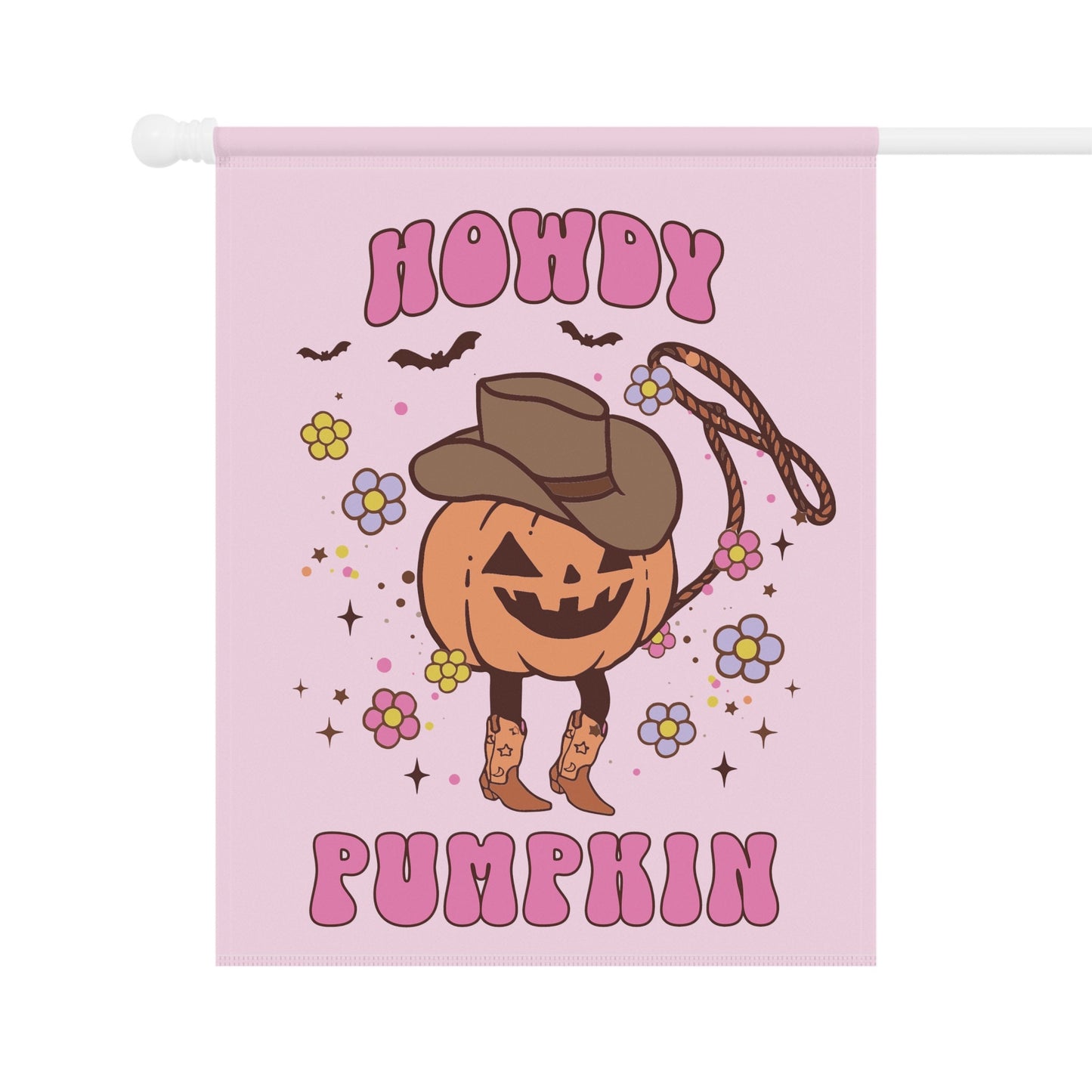 Howdy Pumpkin Western Pink Retro Halloween Flag