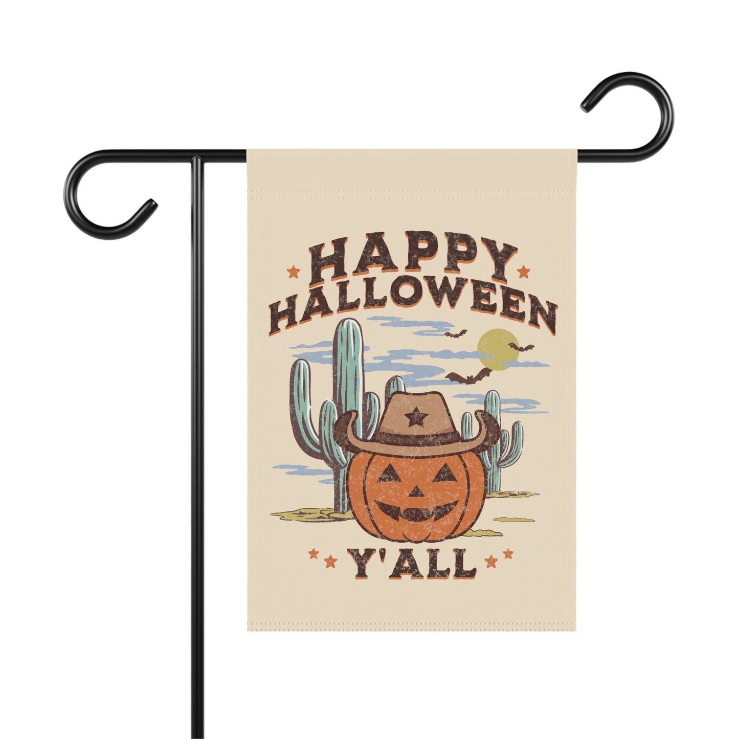 Happy Halloween Y'all Western Jack o Lantern Cowboy Flag