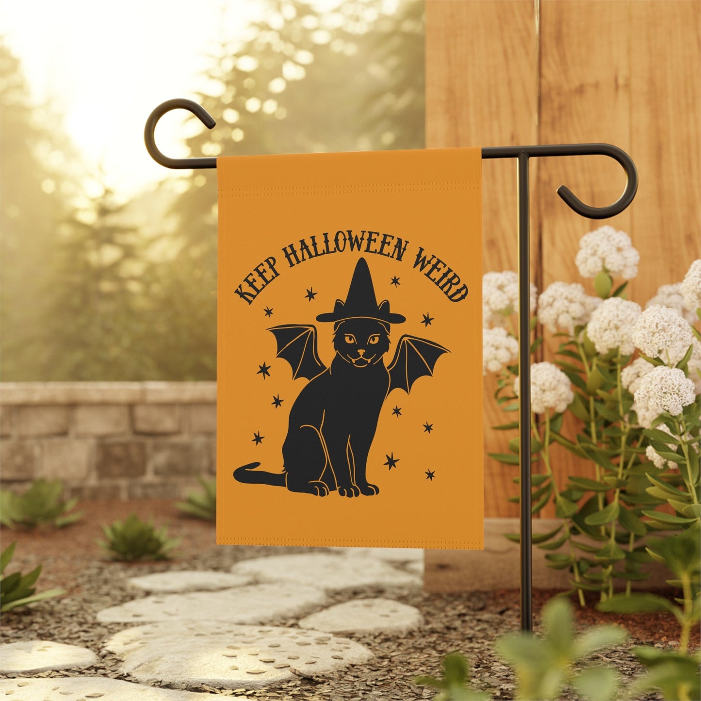 Keep Halloween Weird - Vintage Black Cat Bat Witchy Flag