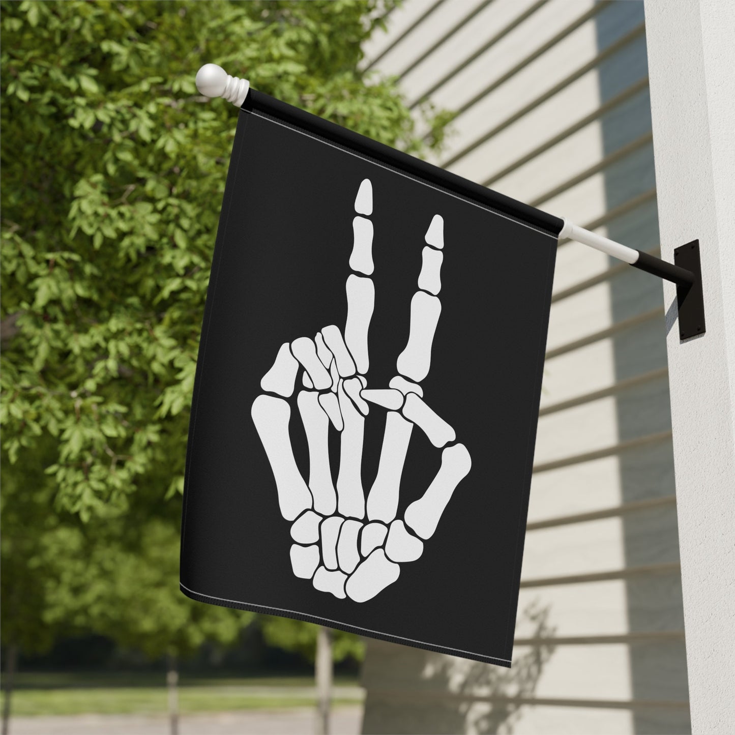 Skeleton Peace Sign - Spooky Emo Halloween Flag