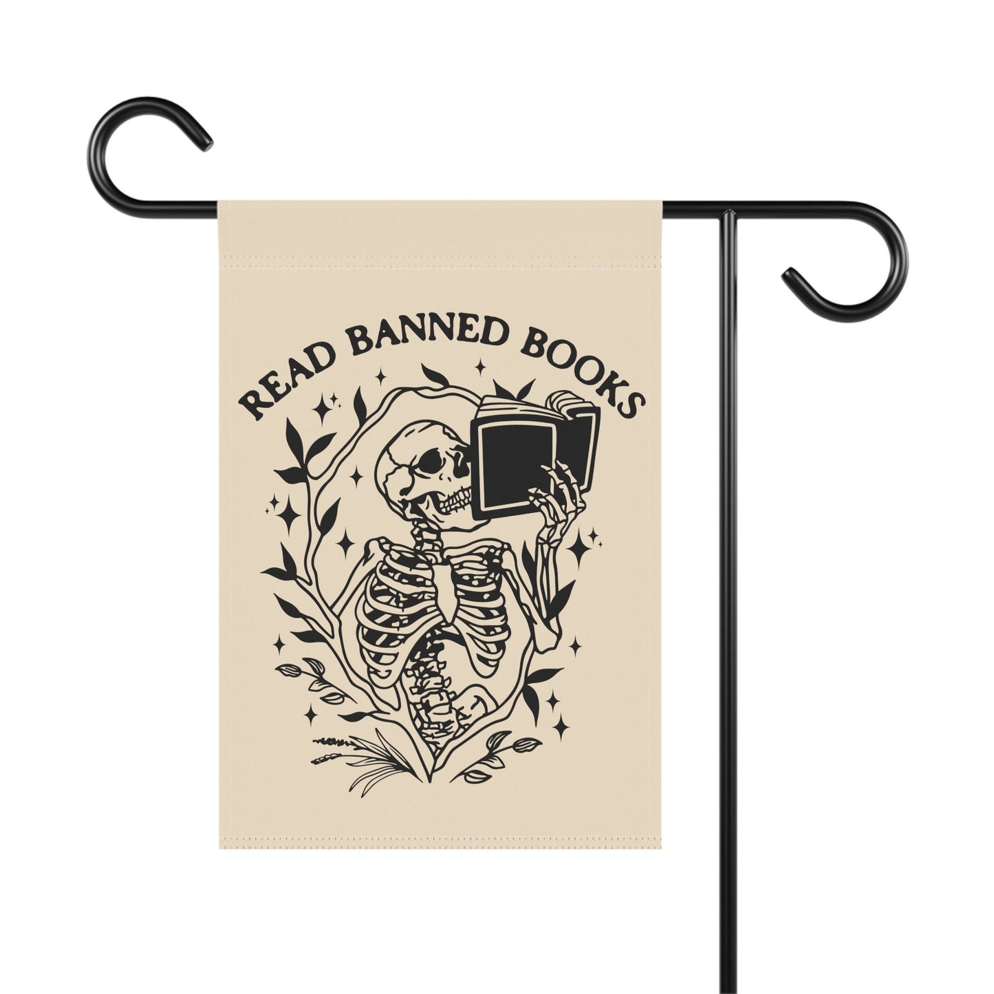 Read Banned Books Skeleton Halloween Flag