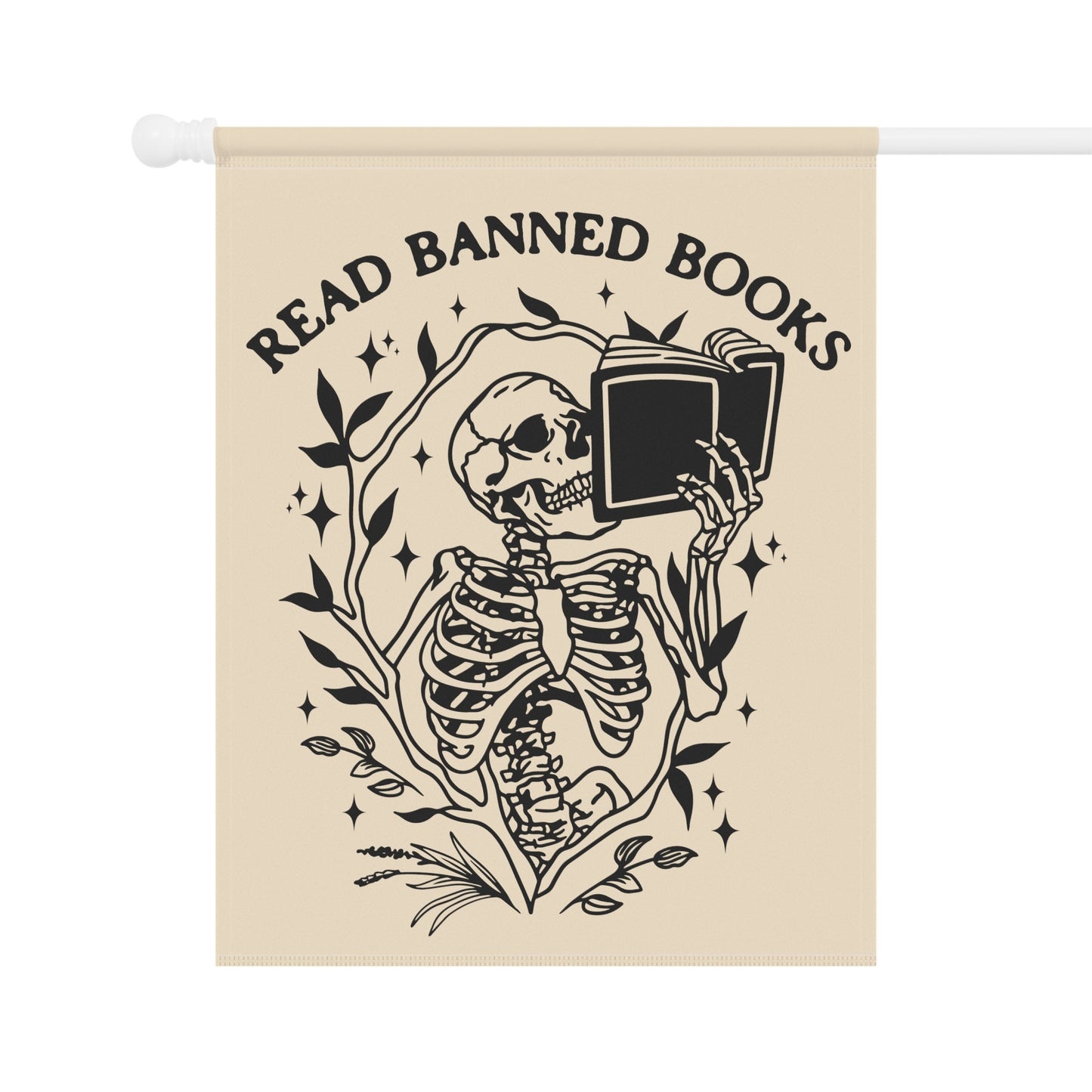 Read Banned Books Skeleton Halloween Flag