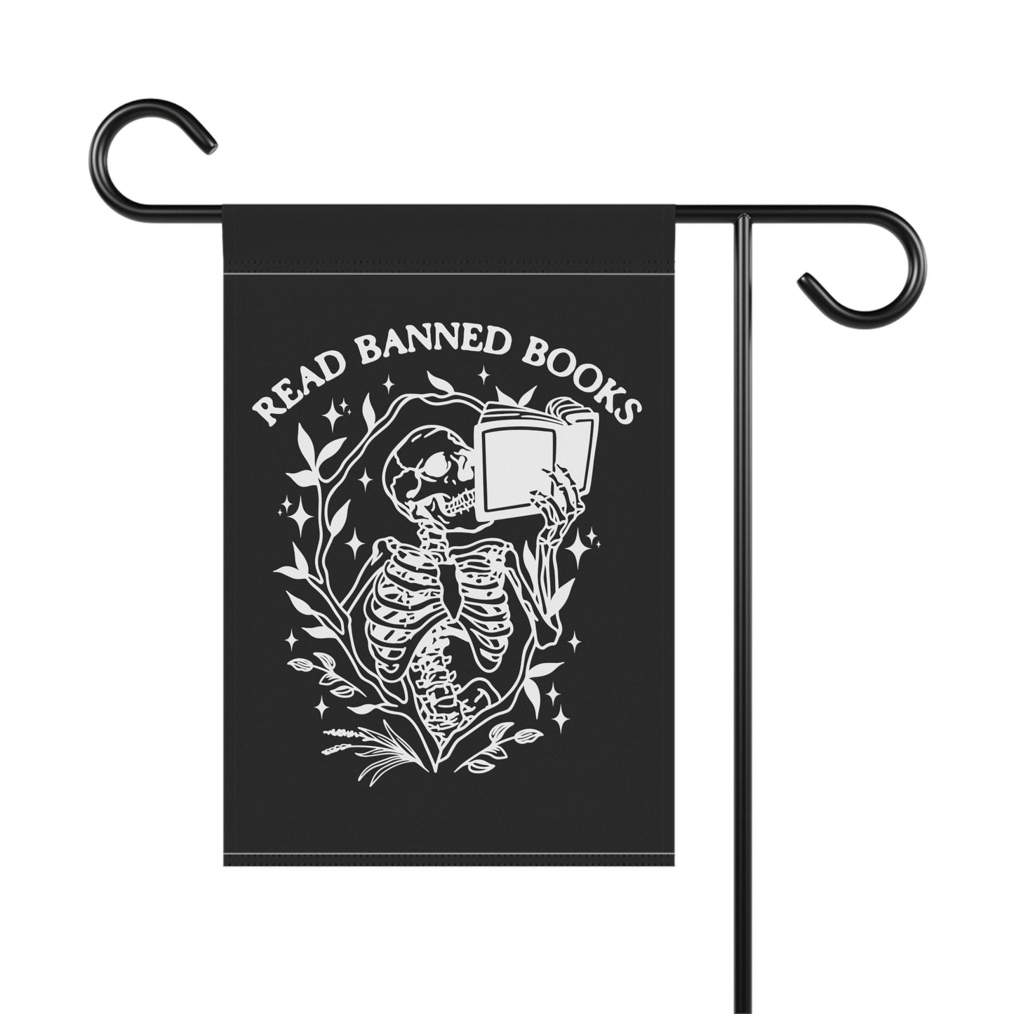 Read Banned Books Skeleton Halloween Black Flag