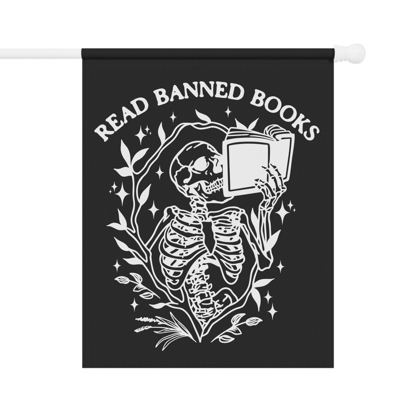 Read Banned Books Skeleton Halloween Black Flag