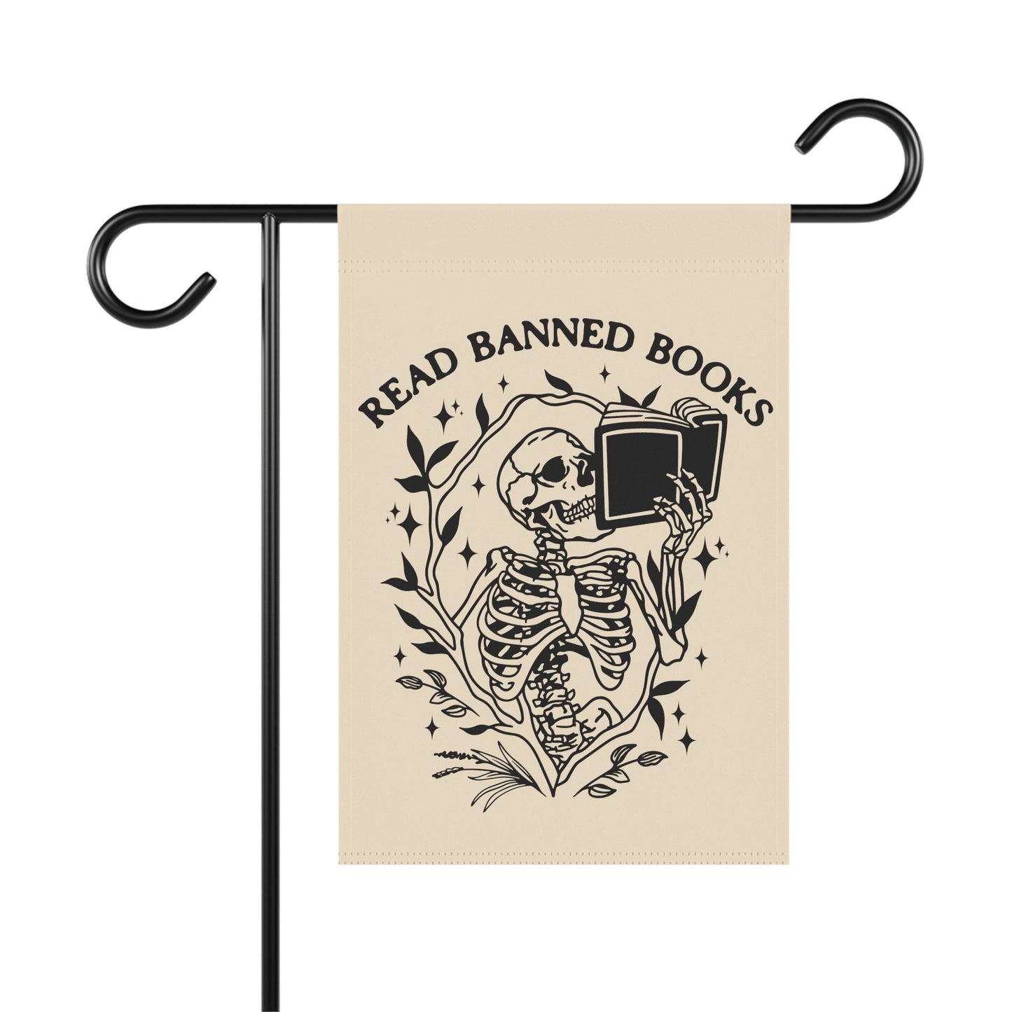 Read Banned Books Skeleton Halloween Flag