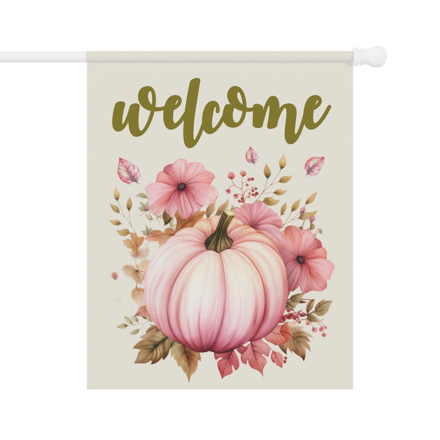 Welcome Pink Pumpkin Autumn Thanksgiving Flag