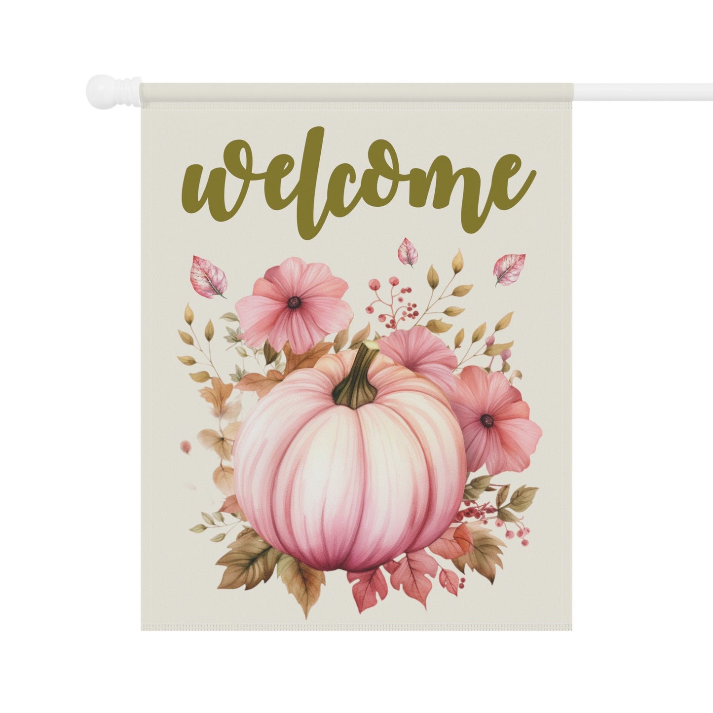 Welcome Pink Pumpkin Autumn Thanksgiving Flag