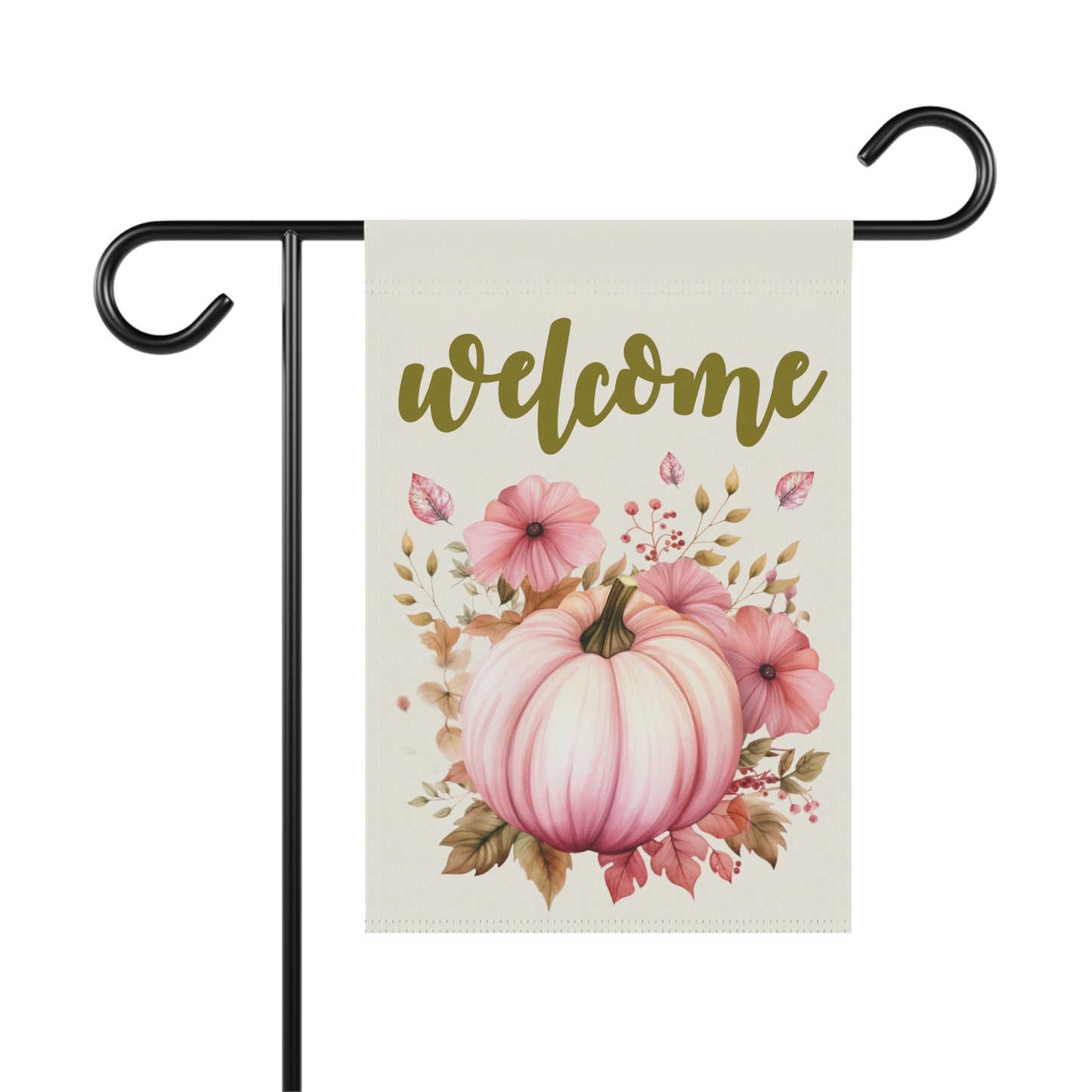 Welcome Pink Pumpkin Autumn Thanksgiving Flag