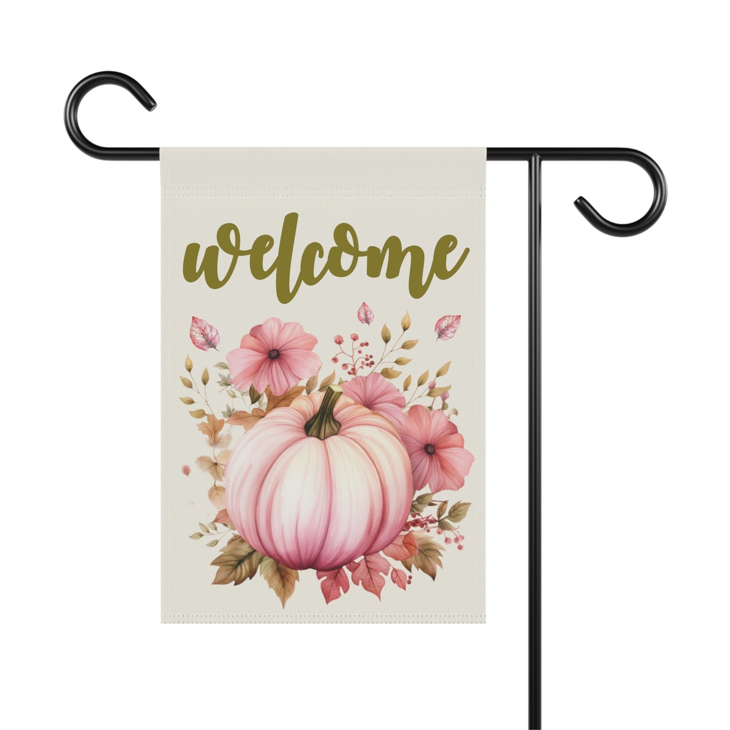 Welcome Pink Pumpkin Autumn Thanksgiving Flag