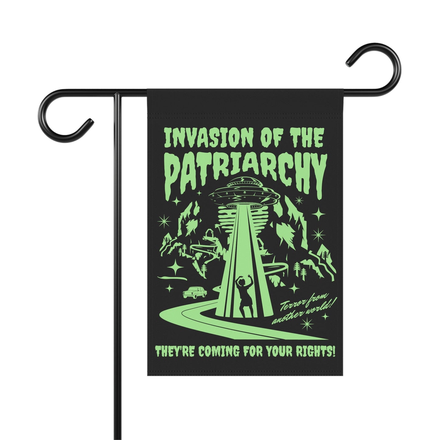 Invasion of the Patriarchy UFO Alien - Funny Feminist Flag