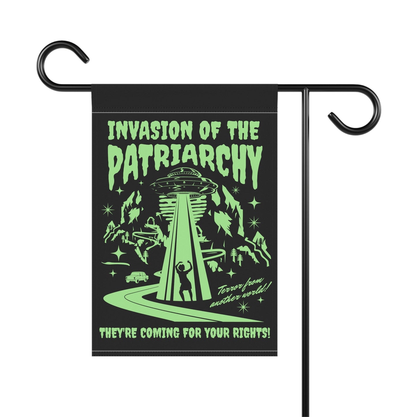 Invasion of the Patriarchy UFO Alien - Funny Feminist Flag