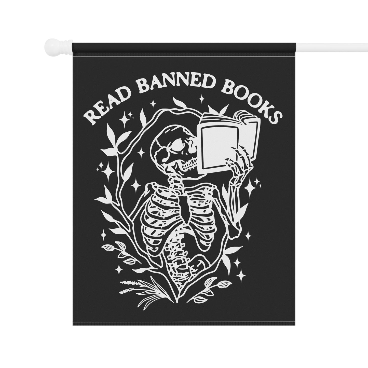 Read Banned Books Skeleton Halloween Black Flag