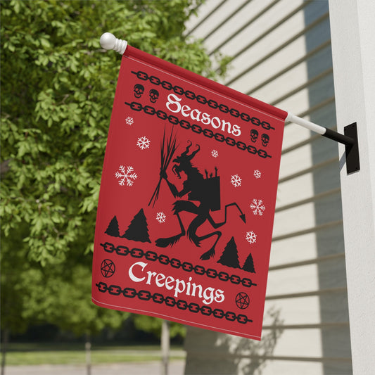 funny christmas garden flag with krampus devil gothic