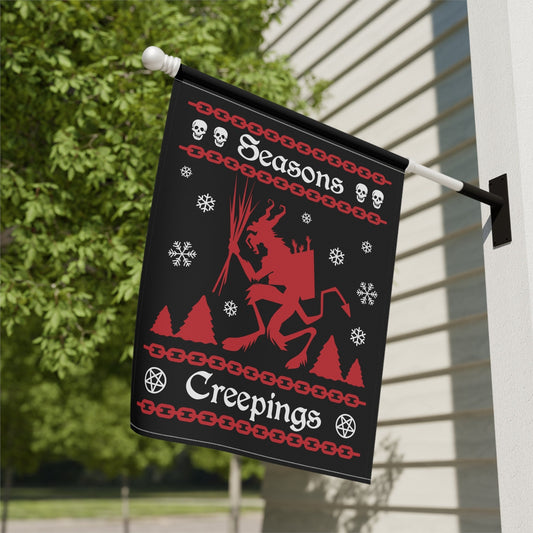 funny christmas garden flag with krampus devil gothic