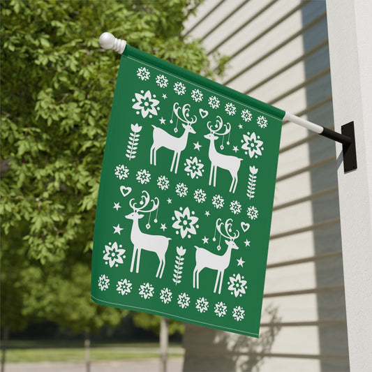 vintage christmas garden flag with scandinavian design