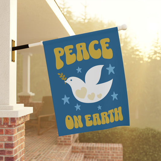 vintage christmas garden flag with peace flag dove