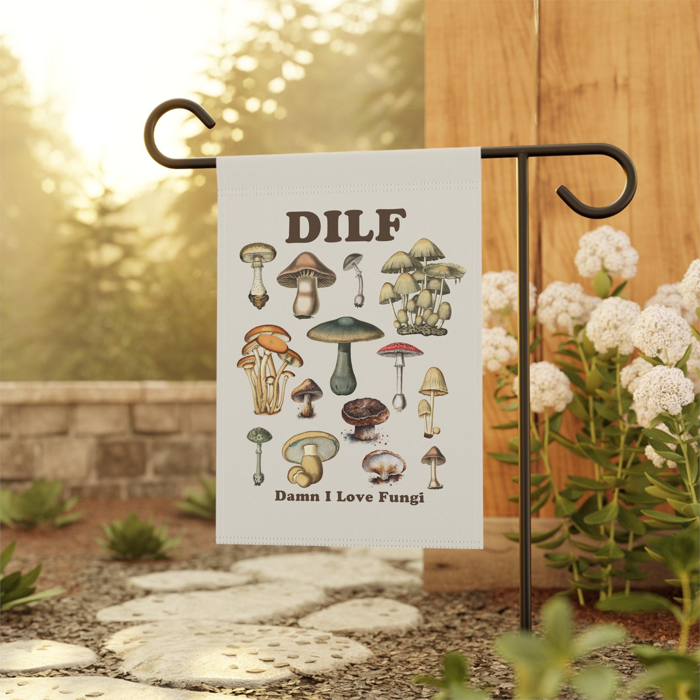 DILF Damn I Love Fungi - Vintage Mushroom Flag