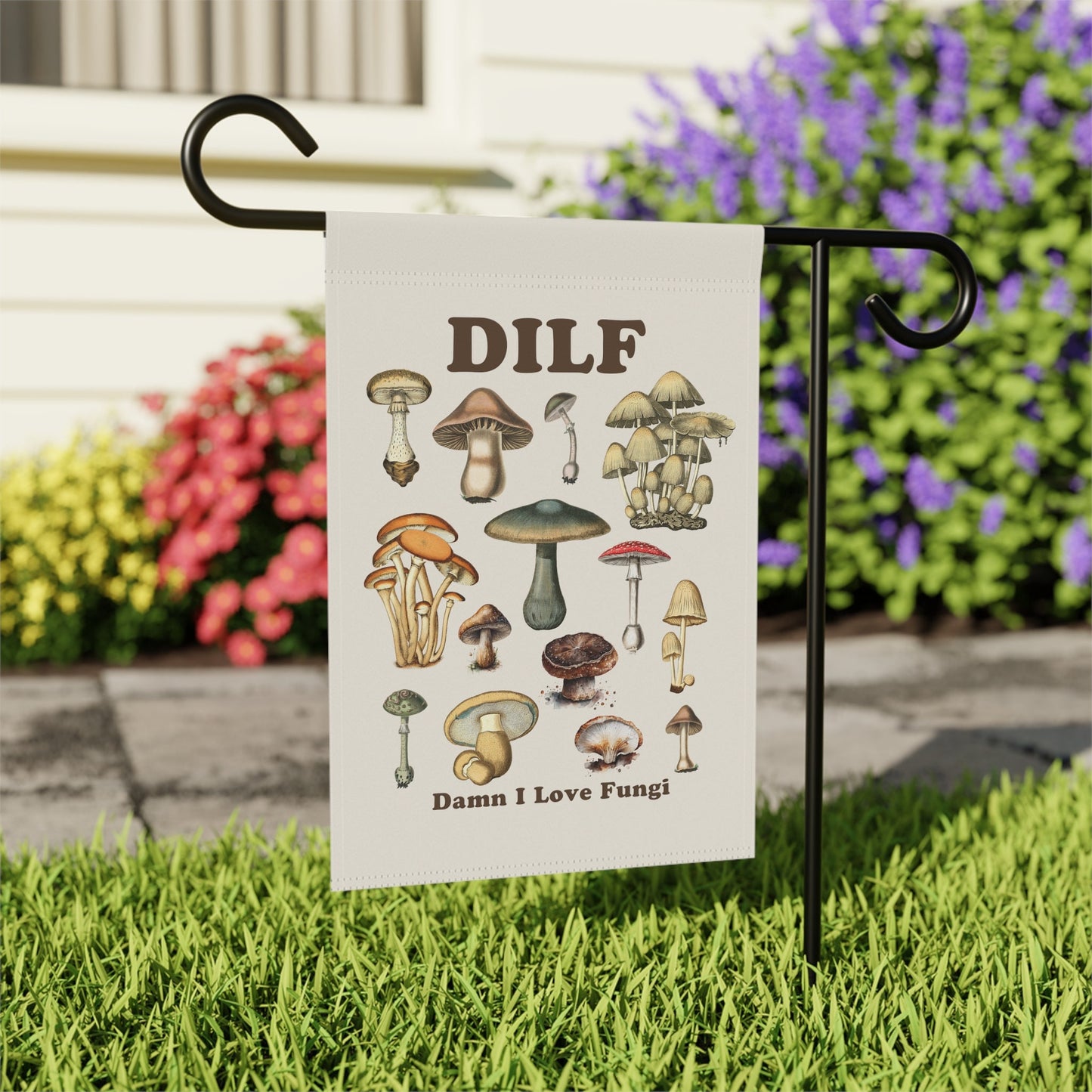 DILF Damn I Love Fungi - Vintage Mushroom Flag