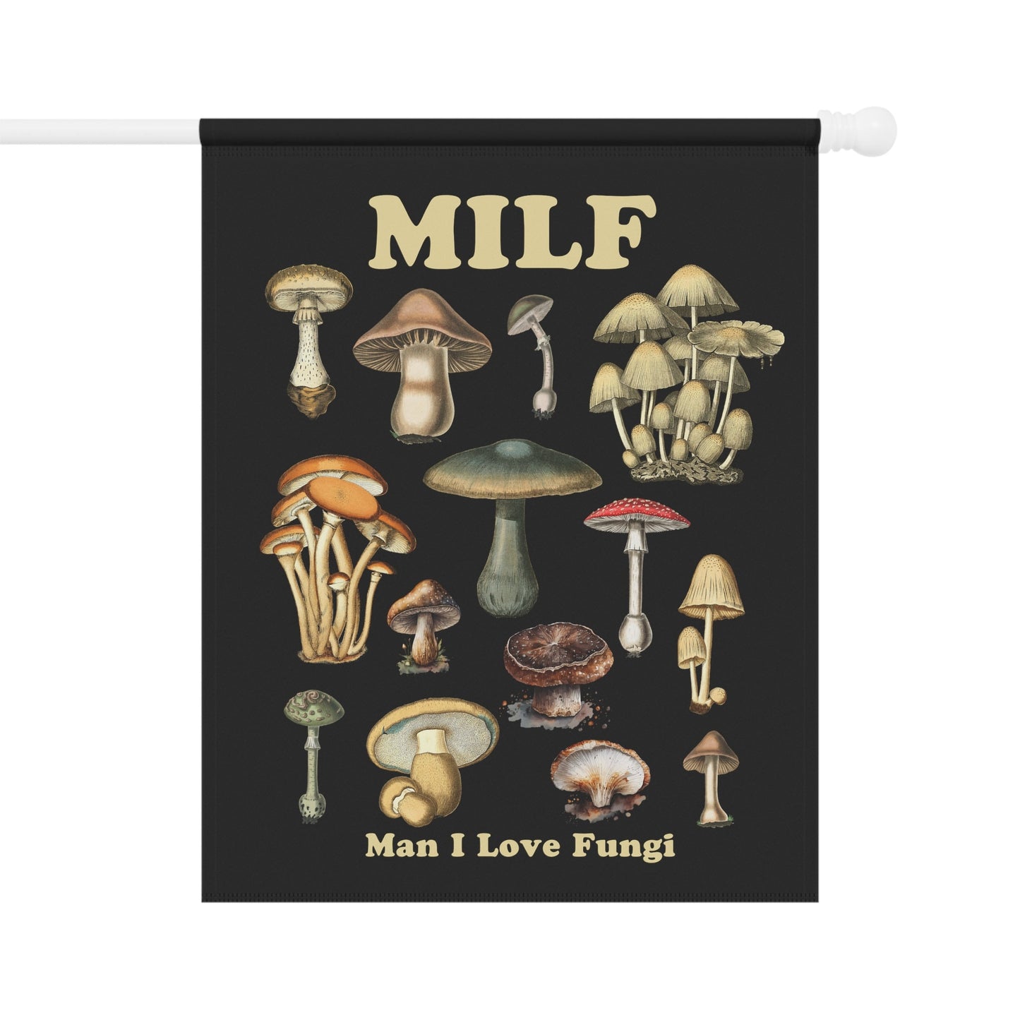 MILF Man I Love Fungi - Black Vintage Mushroom Flag