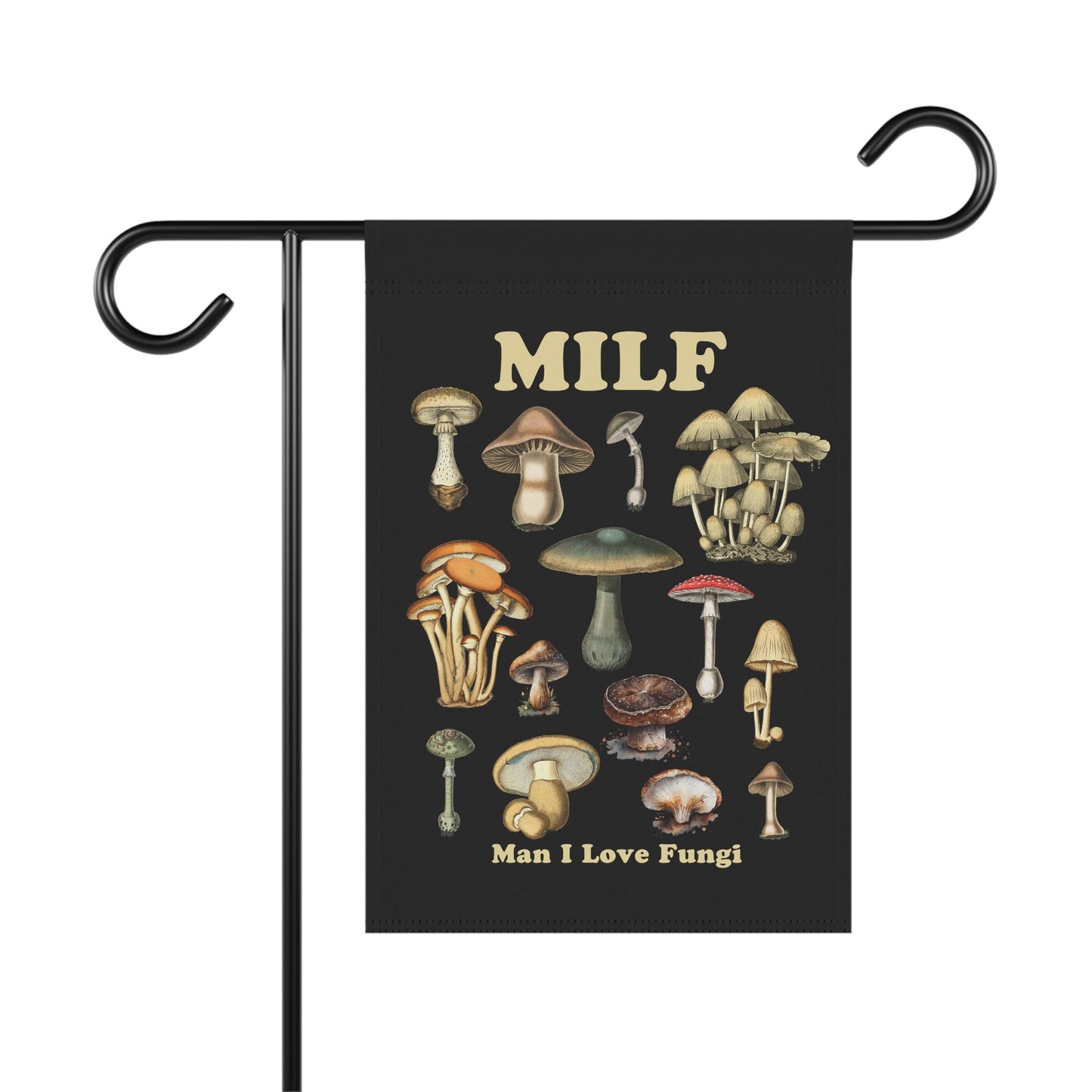 MILF Man I Love Fungi - Black Vintage Mushroom Flag