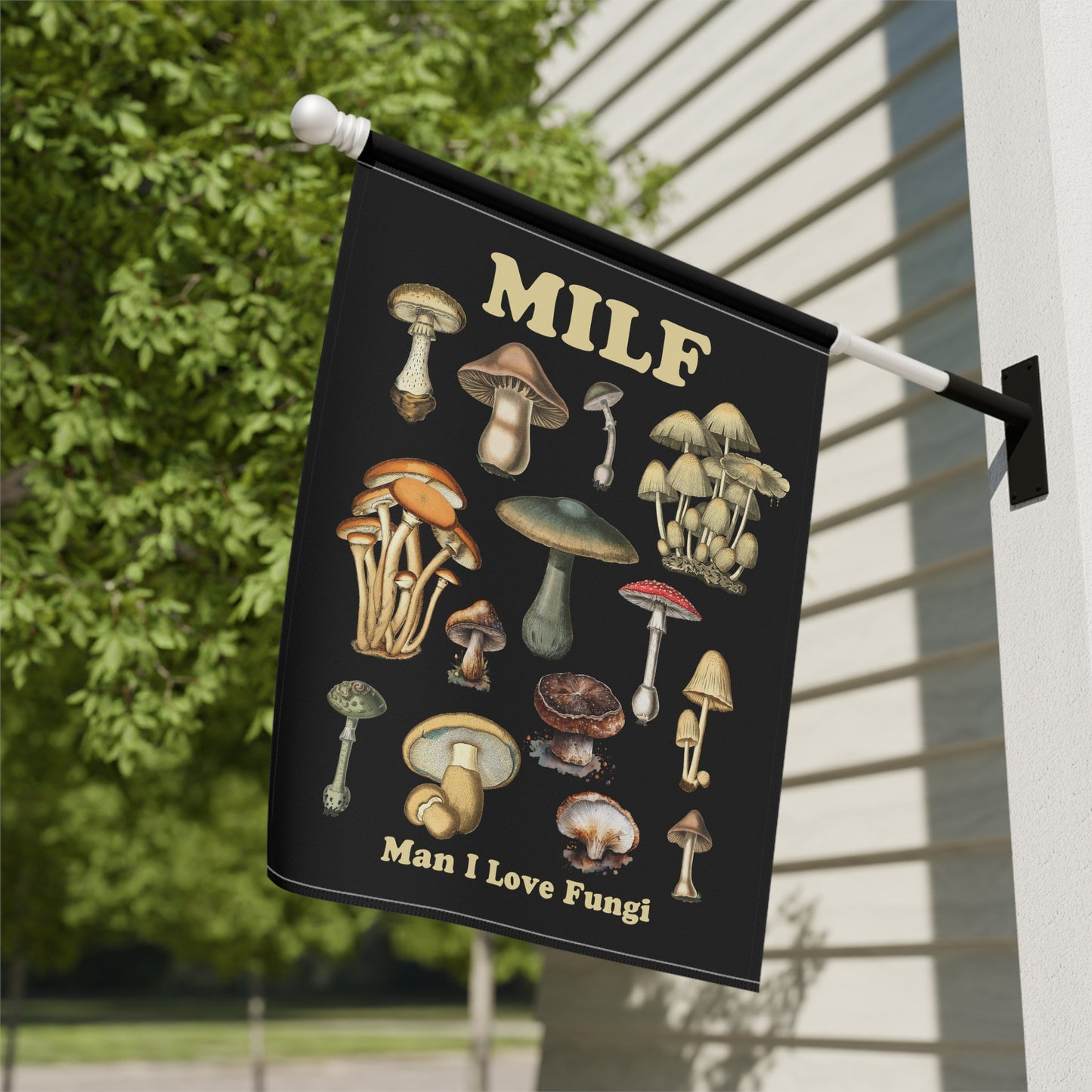 MILF Man I Love Fungi - Black Vintage Mushroom Flag