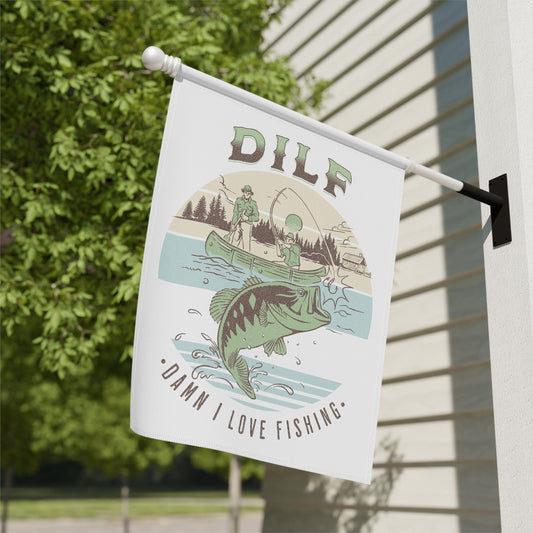 DILF Damn I Love Fishing - Funny Vintage Fishing Flag