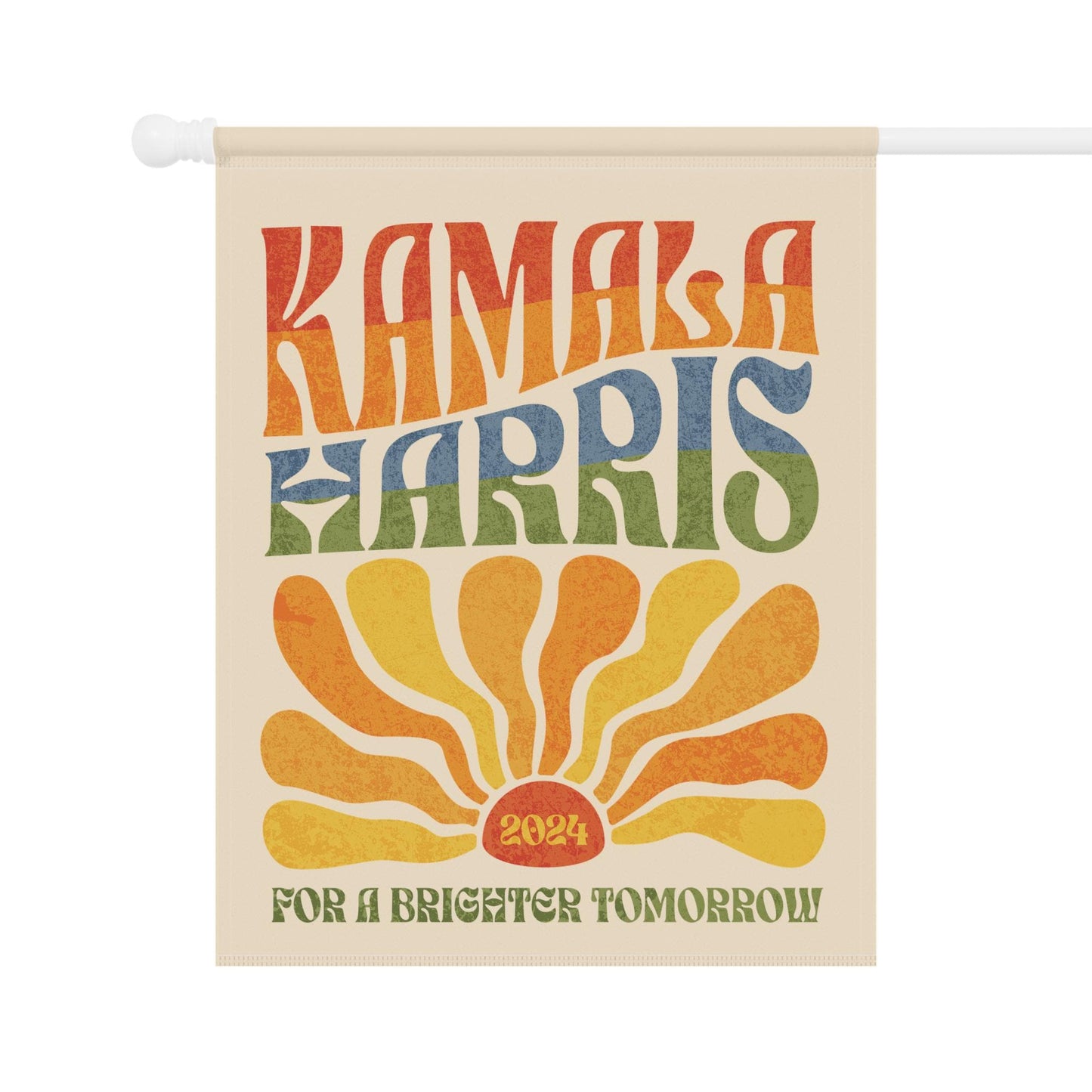 Kamala Harris 2024 House Flag Vintage Boho Rainbow Brighter Tomorrow