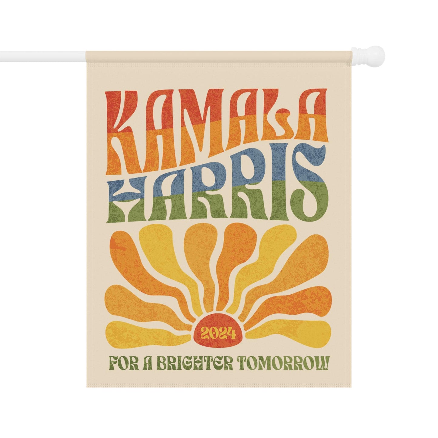 Kamala Harris 2024 House Flag Vintage Boho Rainbow Brighter Tomorrow